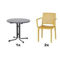 GARTENGARNITUR 3-teilig  - Gelb, Basics (80/80/80cm) - Siena Garden