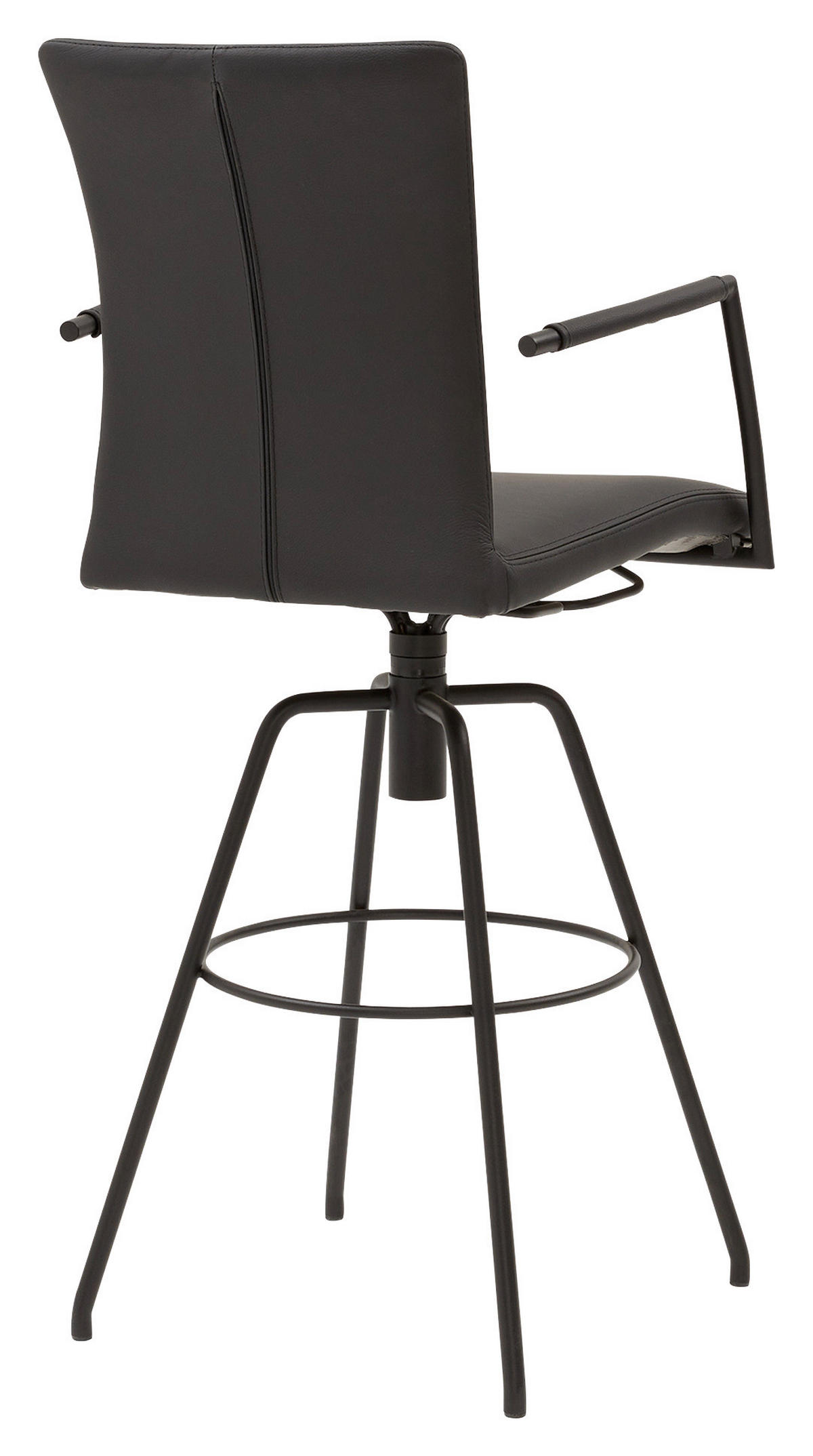 BARHOCKER Echtleder Schwarz Lederauswahl, Stoffauswahl, Typenauswahl, automatische Rückholfunktion  - Schwarz, Design, Leder/Metall (55/124/58cm) - Musterring