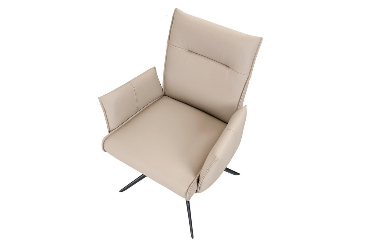 ARMLEHNSTUHL  Sitzfläche 360° drehbar  Echtleder  Beige  - Beige/Schwarz, Design, Leder/Metall (60/88,5/57,5cm) - Valnatura
