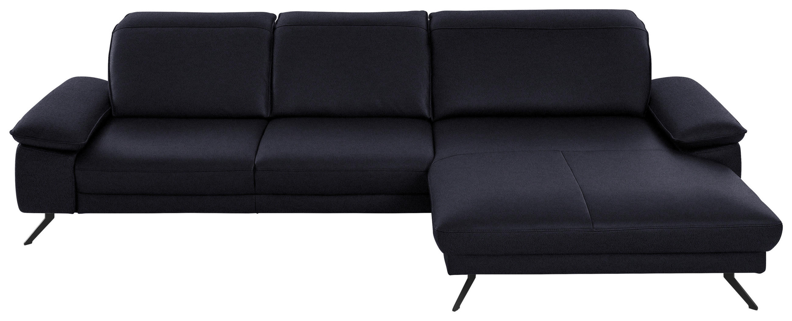 ECKSOFA in Echtleder Schwarz  328/193 cm  - Schwarz, Design, Leder/Metall (328/193cm) - Dieter Knoll