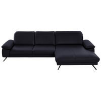 ECKSOFA in Echtleder Schwarz  328/193 cm  - Schwarz, Design, Leder/Metall (328/193cm) - Dieter Knoll