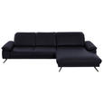 ECKSOFA Rivello in Echtleder Schwarz  328/193 cm  - Schwarz, Design, Leder/Metall (328/193cm) - Dieter Knoll