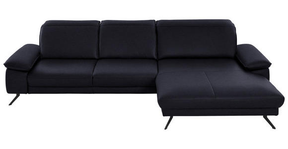 ECKSOFA Rivello in Echtleder Schwarz  328/193 cm  - Schwarz, Design, Leder/Metall (328/193cm) - Dieter Knoll