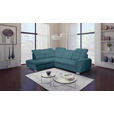ECKSOFA Blau Chenille Bettkasten, Schlaffunktion, Rücken echt, Kopfteilverstellung, Liegefläche im Originalstoff  - Chromfarben/Blau, KONVENTIONELL, Kunststoff/Textil (205/260cm) - Carryhome