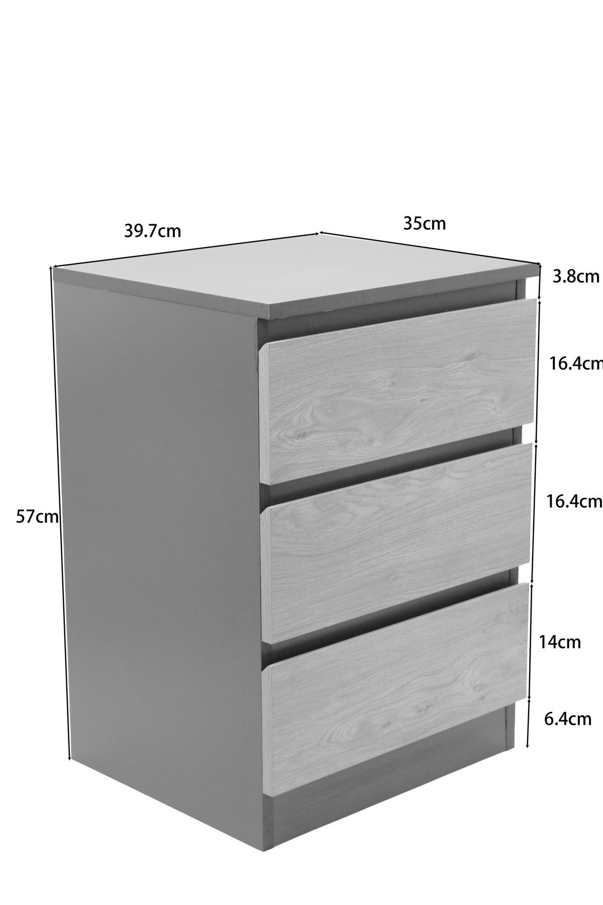 NACHTSCHRANK 39,7/57/35 cm, Anthrazit, Eiche Artisan,  - Anthrazit/Eiche Artisan, Basics, Holzwerkstoff (39,7/57/35cm) - Boxxx