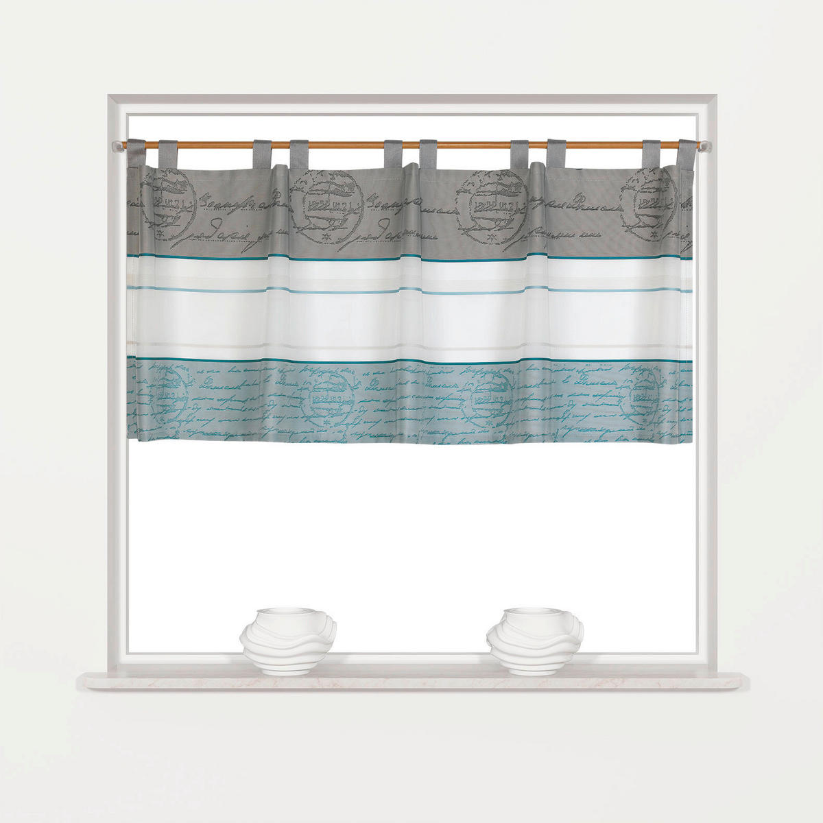 KURZGARDINE   140/50 cm   - Türkis/Anthrazit, Design, Textil (140/50cm)