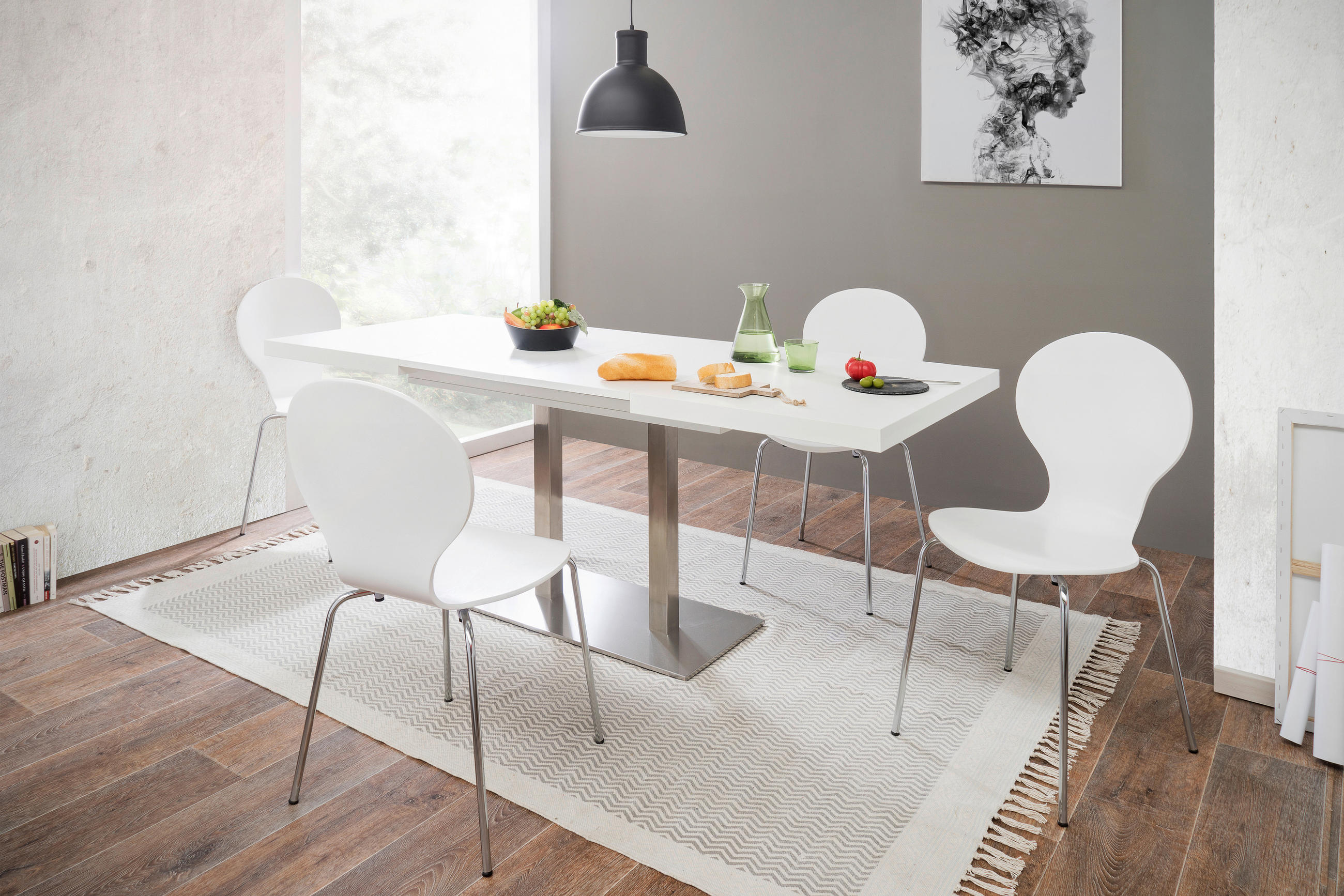 STOL ZA BLAGOVAONICU  bijela, boje oplemenjenog čelika  drvni materijal      - bijela/boje oplemenjenog čelika, Konvencionalno, drvni materijal/metal (120/80/74cm) - MID.YOU