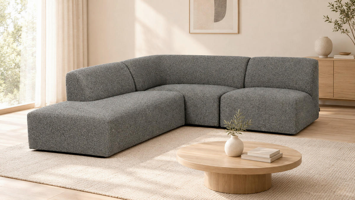 ECKSOFA Hector Grau  - Schwarz/Grau, Design, Textil (214/232cm) - Livetastic