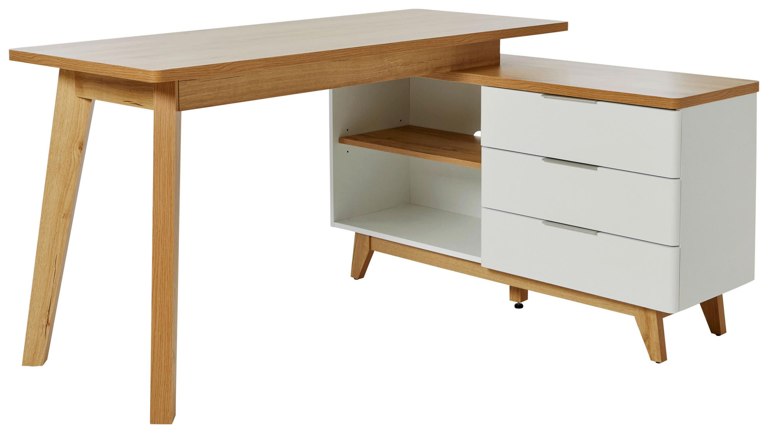 Livetastic ROHOVÝ PÍSACÍ STÔL, biela, farba duba, 140/118/76 cm.