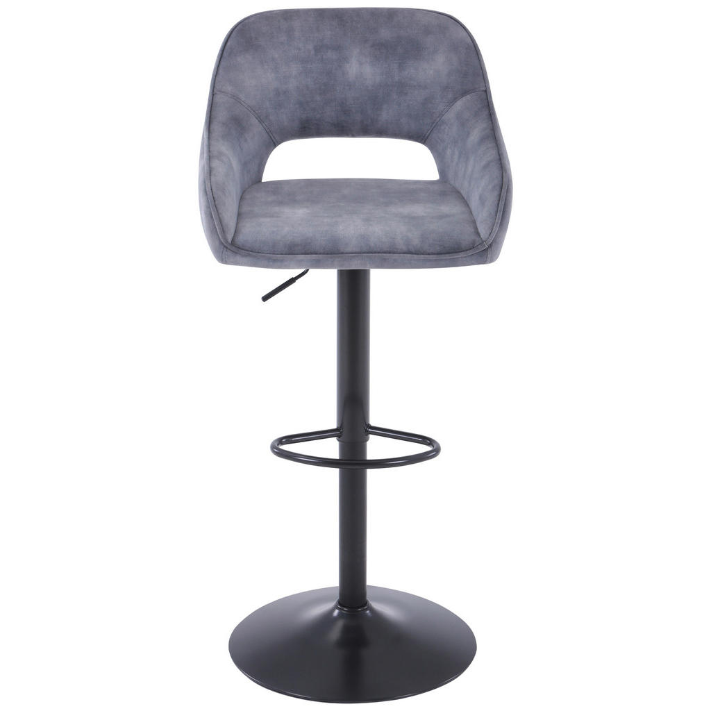 Thumbnail - Carryhome Barhocker, Grau, Schwarz, Metall, Textil, Drehteller, Säule, 52x56x88.5-111 cm, Sitzfläche 360° drehbar, Esszi...