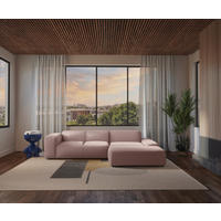 ECKSOFA in Cord Rosa  - Schwarz/Rosa, Design, Kunststoff/Textil (304/200cm) - MID.YOU