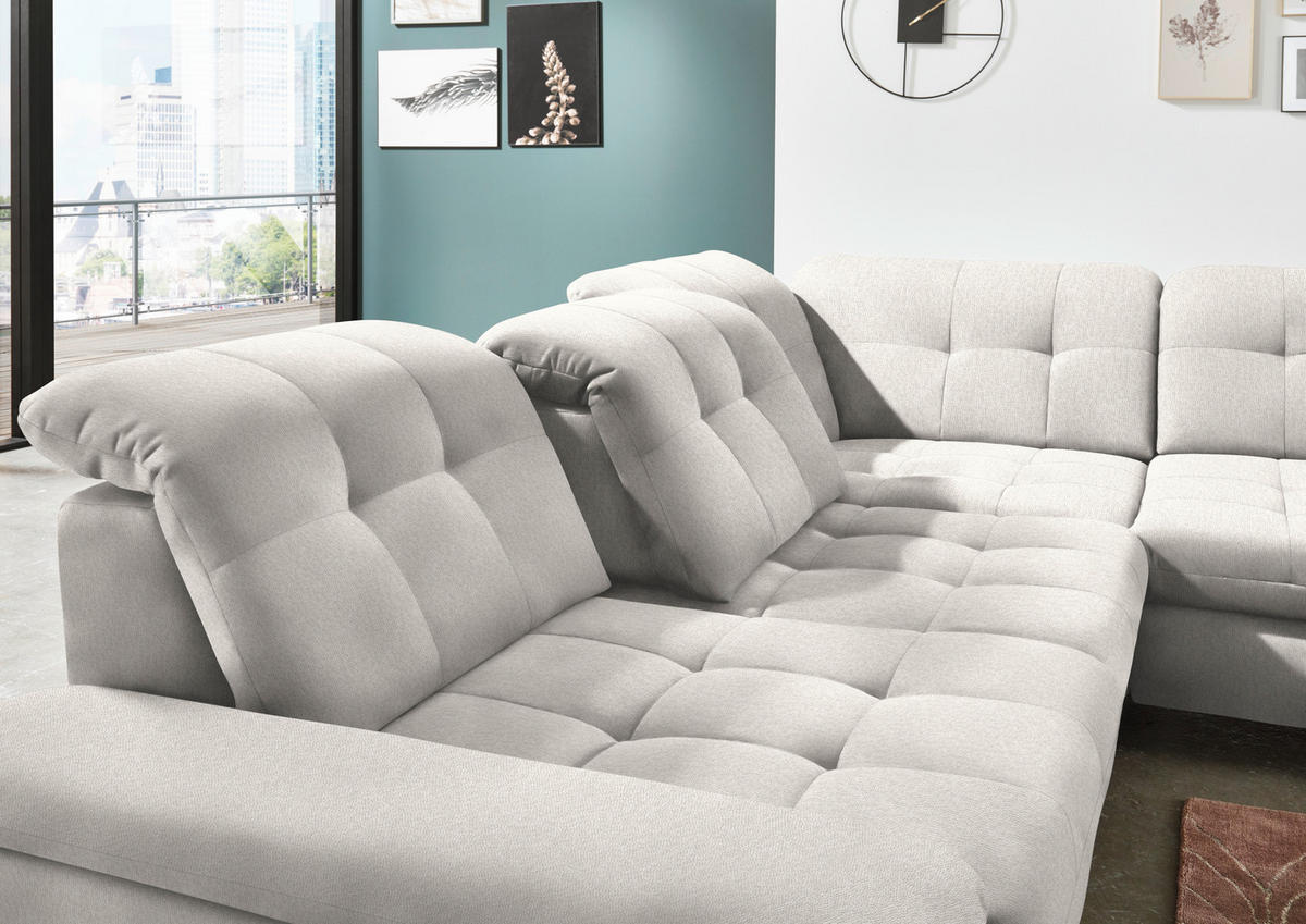ECKSOFA in Chenille Creme  - Chromfarben/Creme, Design, Textil/Metall (310/260cm) - Beldomo Speed