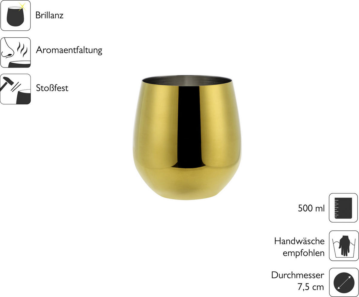 GLÄSERSET  6-teilig  - Goldfarben, Trend, Metall (9,9cm) - Echtwerk