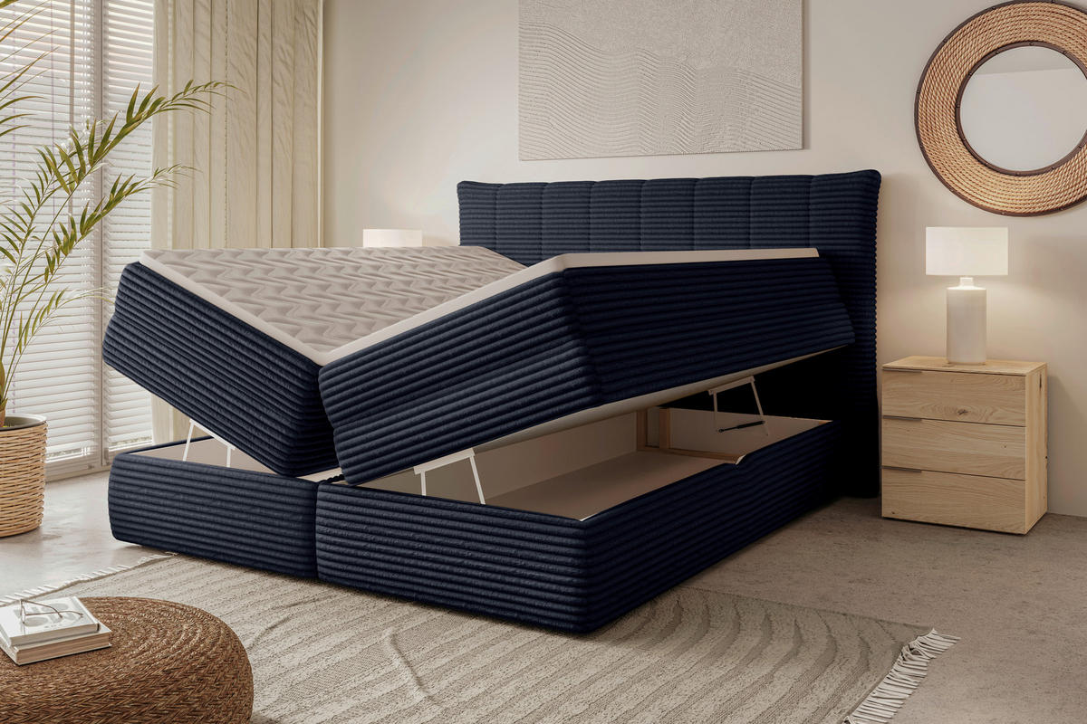 BOXSPRINGBETT 180/200 cm  in Schwarz  - Schwarz, Design, Kunststoff/Textil (180/200cm) - Chameo