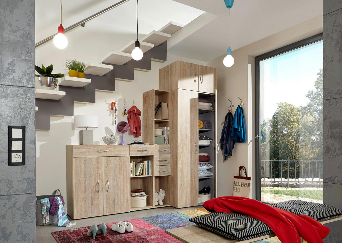 WÄSCHESCHRANK 40/185/40 cm  in Eichefarben  - Eichefarben/Alufarben, KONVENTIONELL, Holzwerkstoff/Kunststoff (40/185/40cm) - Xora