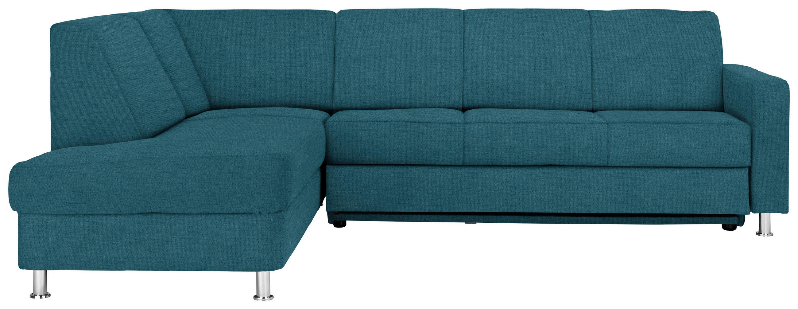 ECKSOFA  in Flachgewebe Blau Schlaffunktion  198/256 cm  - Chromfarben/Blau, Design, Textil/Metall (198/256cm) - Xora