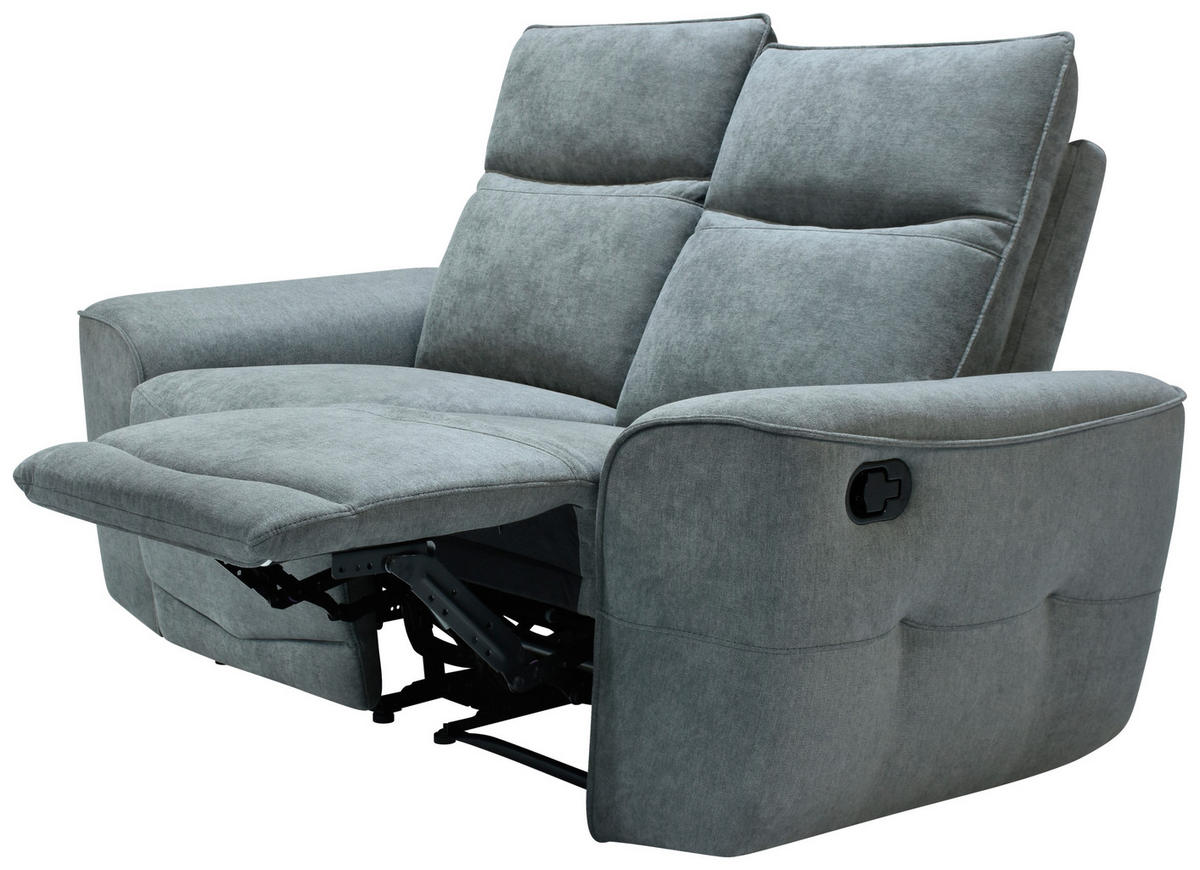 KÉTÜLÉSES KANAPÉ fém, műanyag, textil, faalapú anyag szürke  - fekete/szürke, Konventionell, műanyag/faalapú anyag (170cm) - Celina Home