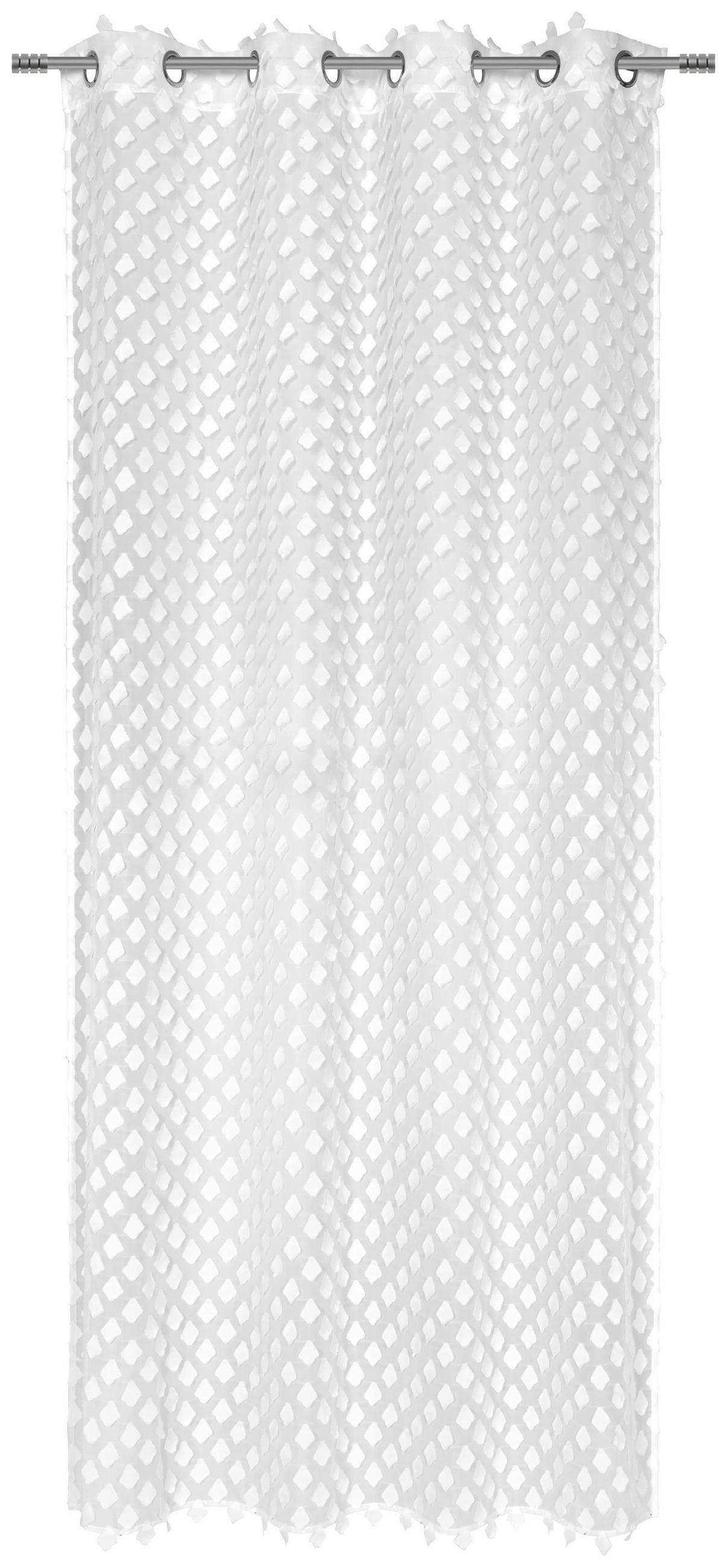 ZAVESA Z OBROČKI CLARA pol prosojno 135/245 cm - bela, Trendi, tekstil (135/245cm) - Esposa