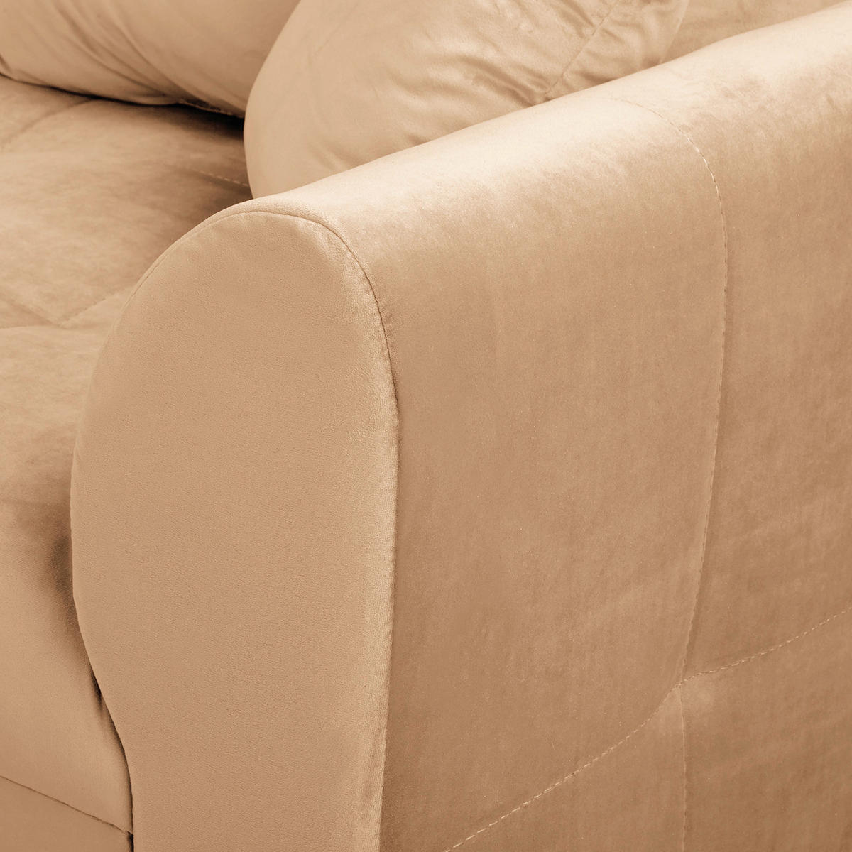 ECKSOFA inkl. Hocker Ariella in Samt Hellbraun  161/231 cm  - Hellbraun/Naturfarben, Design, Holz/Textil (161/231cm) - Livetastic