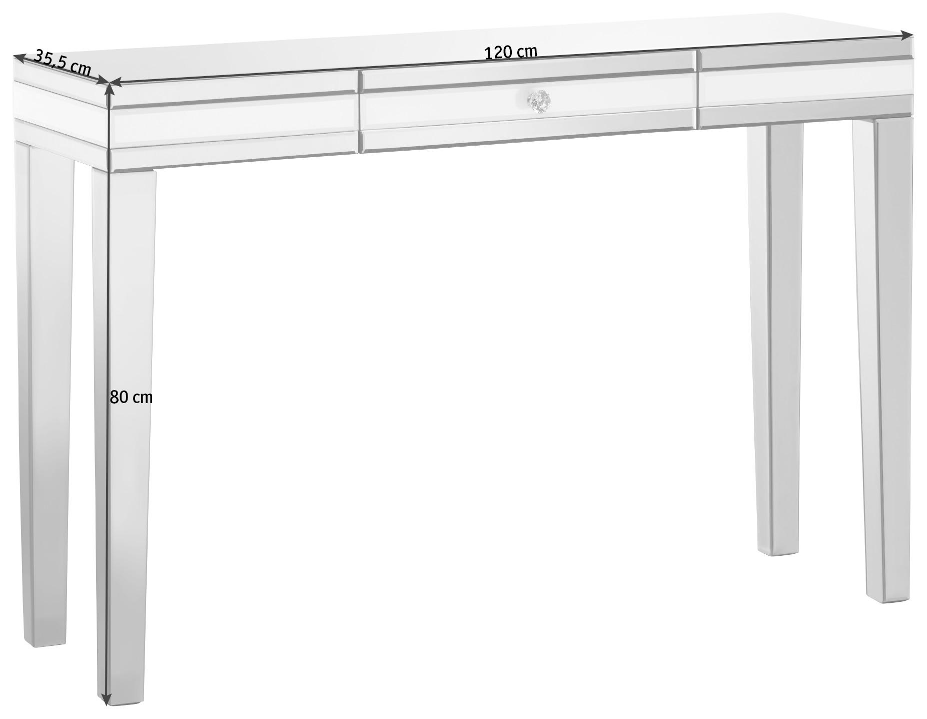 KONZOLNA MIZICA, 120/80/35,5 cm srebrne barve  - srebrne barve, Design, steklo/leseni material (120/80/35,5cm) - Hom`in