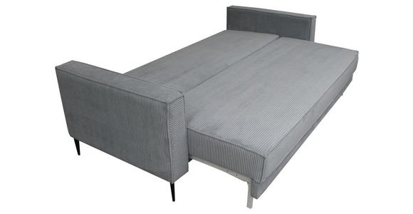 SCHLAFSOFA mit Liegefunktion, Rücken echt, haustierfreundlicher Bezug Cord Grau - Schwarz/Grau, KONVENTIONELL, Textil/Metall (222/93/98cm) - Carryhome