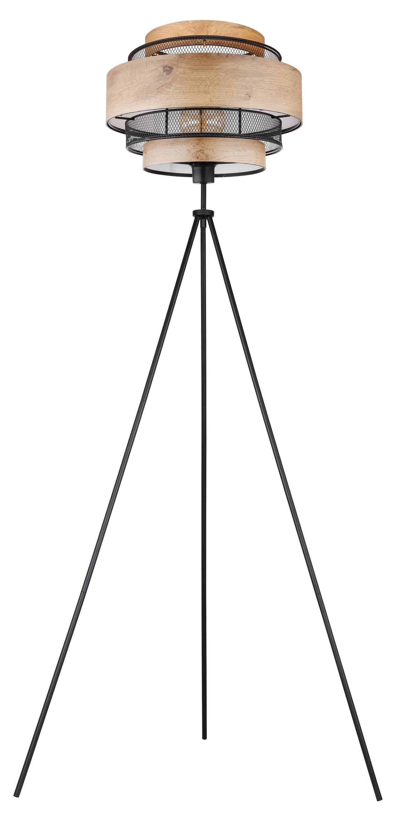 STEHLEUCHTE 60/150 cm    - Schwarz/Braun, Design, Holzwerkstoff/Metall (60/150cm) - Globo