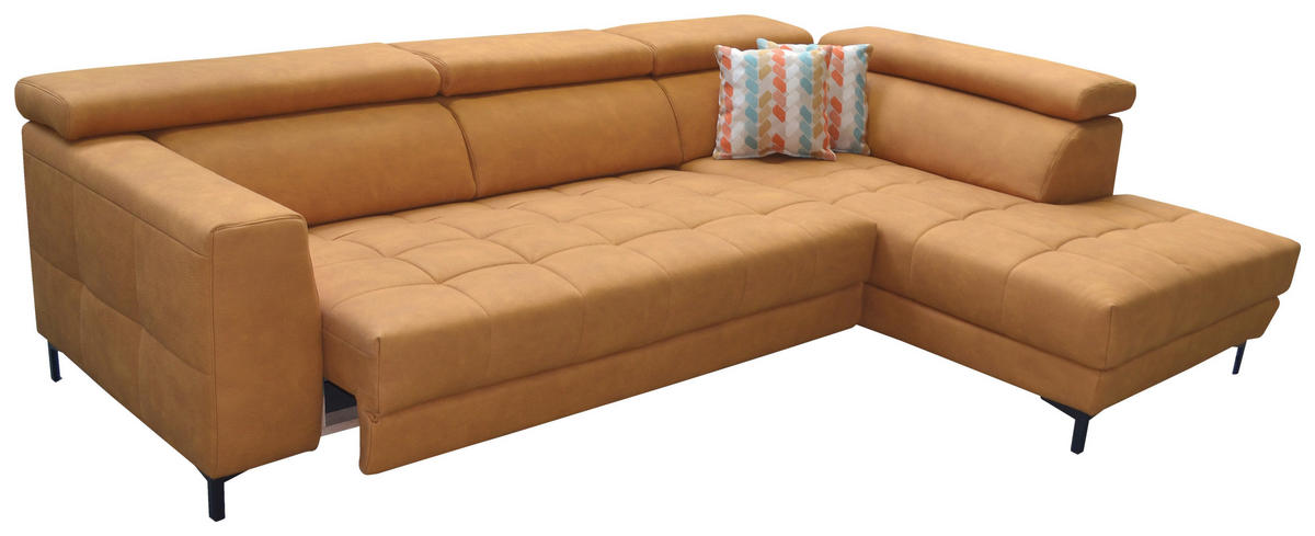 SAROKGARNITÚRA textil sárga  - sárga/fekete, Basics, textil/fém (293/201cm) - Xora