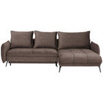 ECKSOFA Dunkelbraun Flachgewebe  - Dunkelbraun/Schwarz, LIFESTYLE, Textil/Metall (273/180cm) - Hom`in