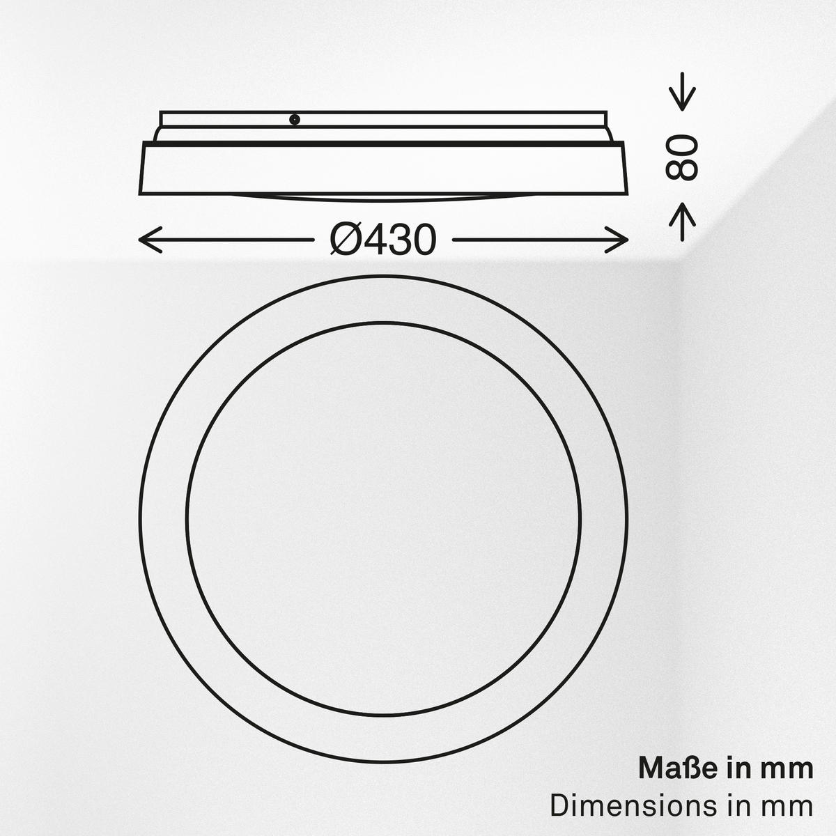 LED MENNYEZETI LÁMPA - világosszürke/cappuccino, Basics, műanyag (43/8cm)