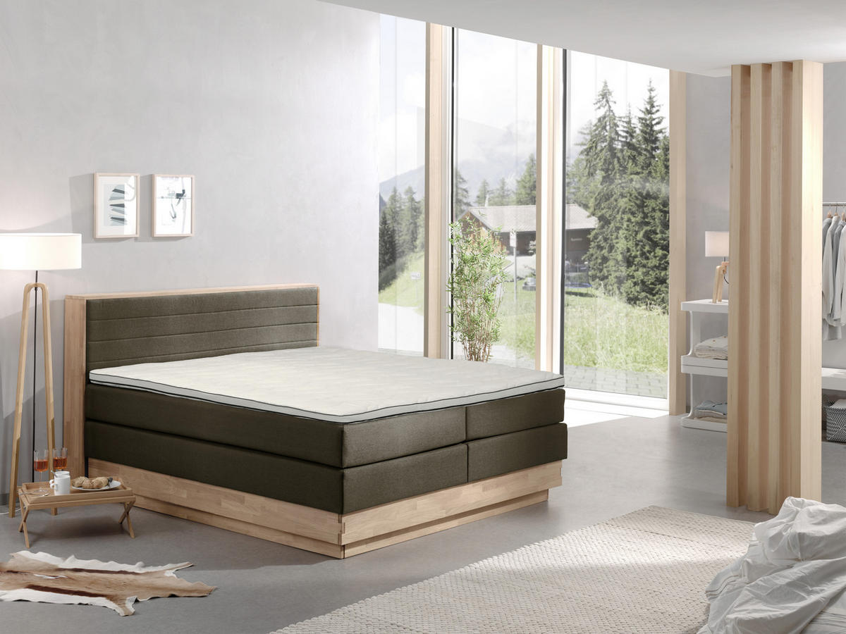 BOXSPRINGBETT 160/200 cm  in Braun, Eichefarben  - Eichefarben/Schwarz, MODERN, Holz/Kunststoff (160/200cm) - MID.YOU