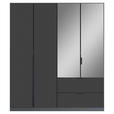 KLEIDERSCHRANK 181/210/54 cm,  in Grau, Dunkelgrau, 4-türig  - Dunkelgrau/Grau, KONVENTIONELL, Glas/Holzwerkstoff (181/210/54cm) - Carryhome