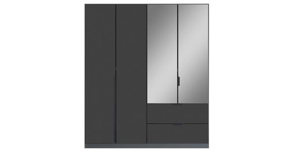 KLEIDERSCHRANK 181/210/54 cm,  in Grau, Dunkelgrau, 4-türig  - Dunkelgrau/Grau, KONVENTIONELL, Glas/Holzwerkstoff (181/210/54cm) - Carryhome