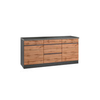 KÜCHENUNTERSCHRANK 180/86/60 cm  in Graphitfarben, Eiche Wotan  - Eiche Wotan/Graphitfarben, Design, Holzwerkstoff (180/86/60cm) - Held