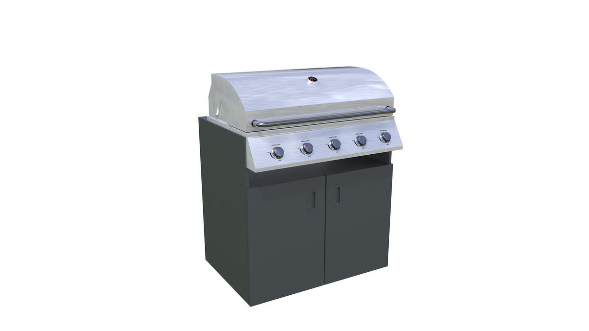 OUTDOORKÜCHENUNTERSCHRANK - Anthrazit, Basics, Metall (90/92/63cm)