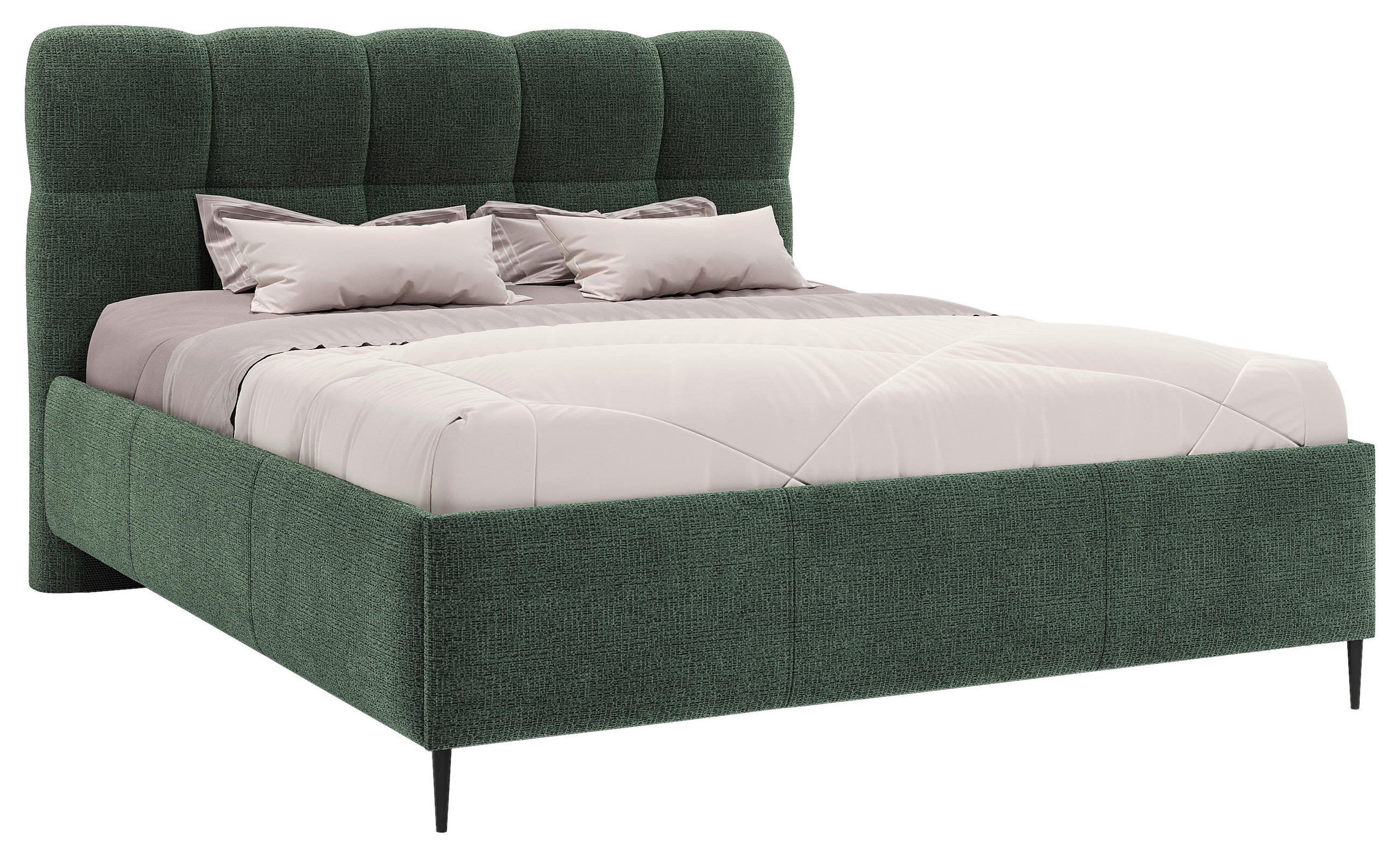 POLSTERBETT 180/200 cm,  in Grün, gepolstertes Kopfteil, Lattenrost,  - Schwarz/Bronzefarben, Design, Holz/Textil (180/200cm) - Boxxx