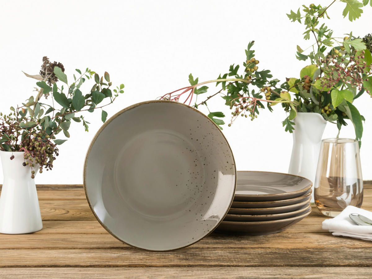 DESSERTTELLERSET 21 cm  - Grau, Trend, Keramik (21cm) - Creatable