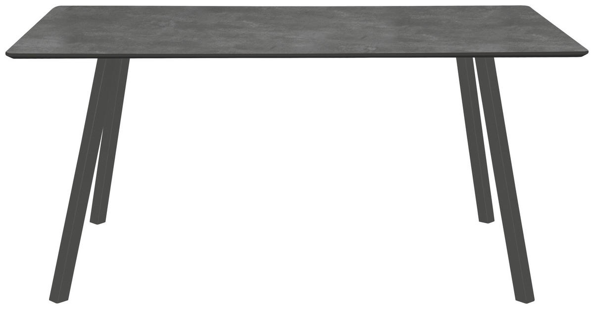 ESSTISCH rechteckig Grau  - Schwarz/Grau, Design, Holzwerkstoff/Metall (160/90/76cm) - home24