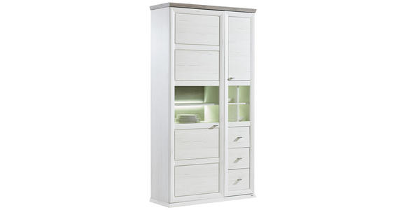 VITRINE in Grau, Weiß - Weiß/Grau, LIFESTYLE, Glas/Holzwerkstoff (110/209/43cm) - Hom`in