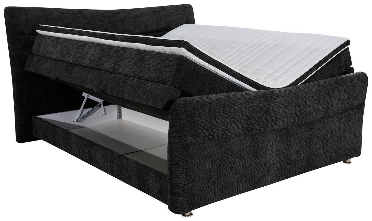 BOXSPRINGBETT 140/200 cm  in Schwarz  - Schwarz, Konventionell, Textil/Metall (140/200cm) - Esposa