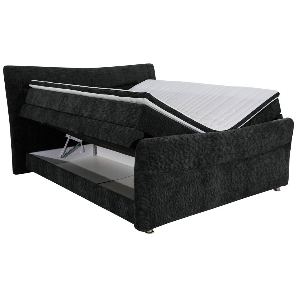 Thumbnail - Esposa Boxspringbett, Schwarz, Textil, H3, Höhe ca. 18 cm, 180x200 cm, Matratze in verschiedenen Härtegraden erhältlich,...