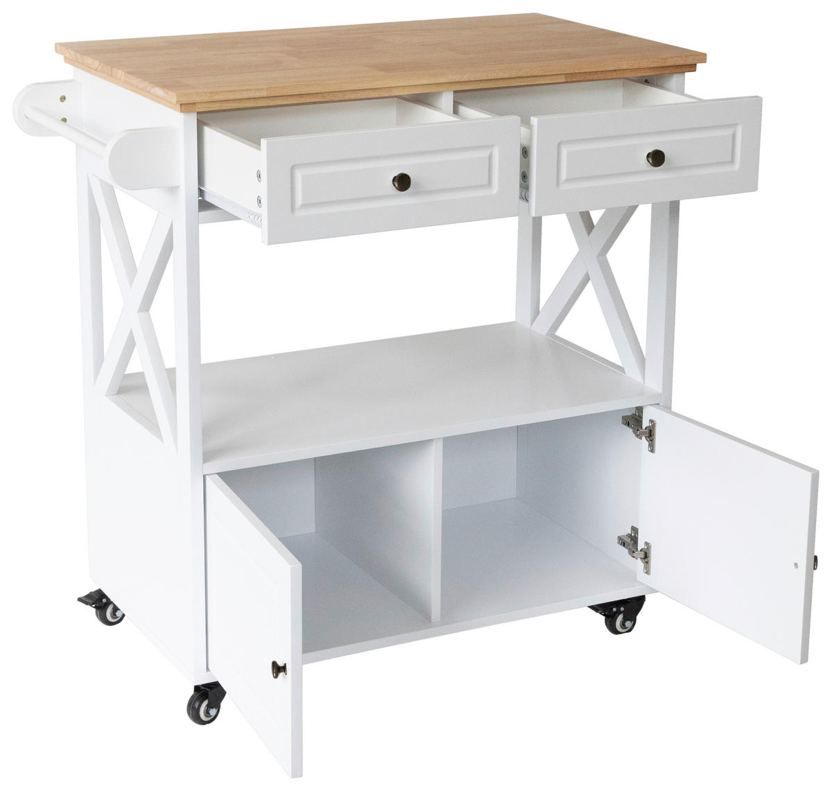 SERVIERWAGEN , Weiss  - Weiss/Schwarz, Basics, Holz/Holzwerkstoff (88/88/47cm) - MID.YOU