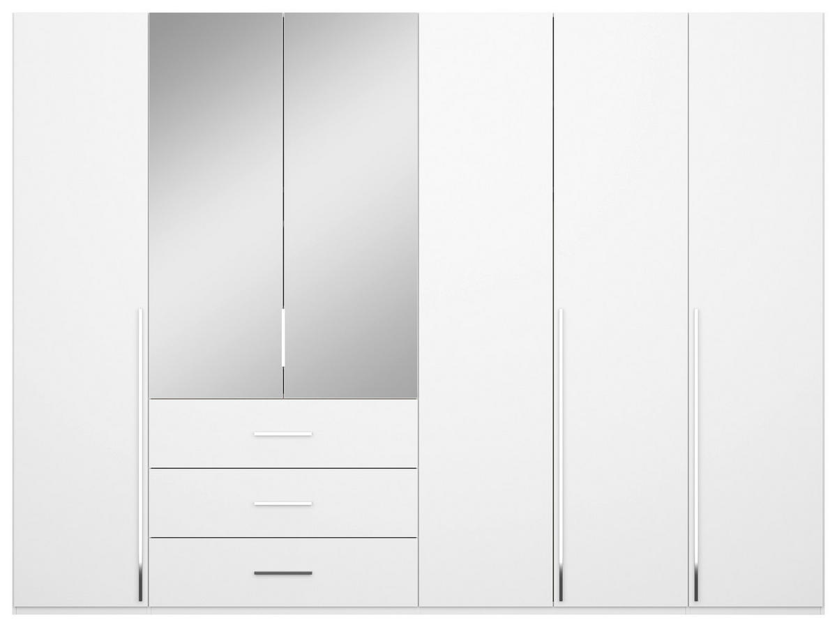 DREHTÜRENSCHRANK in Weiss  - Chromfarben/Weiss, Design, Glas/Holzwerkstoff (301/223/60cm) - home24