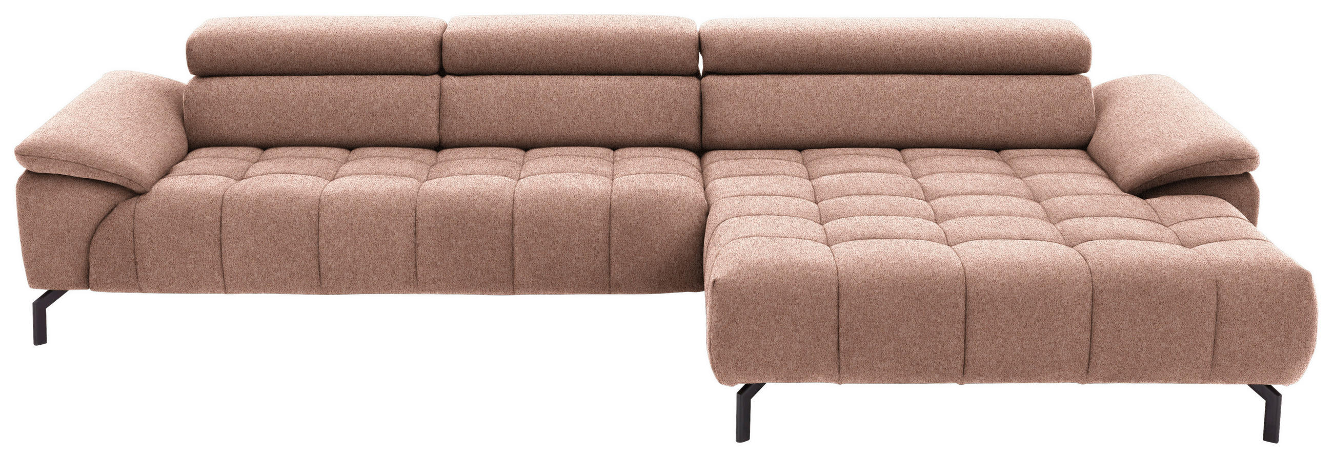 ECKSOFA in Webstoff Orange  - Schwarz/Orange, Design, Textil/Metall (329/190cm) - Beldomo Style