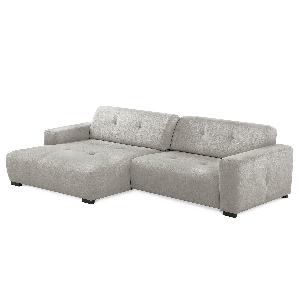 ECKSOFA AUSTIN Hellgrau Flachgewebe Sitztiefenverstellung  - Hellgrau/Schwarz, Design, Kunststoff/Textil (169/286cm) - Livetastic