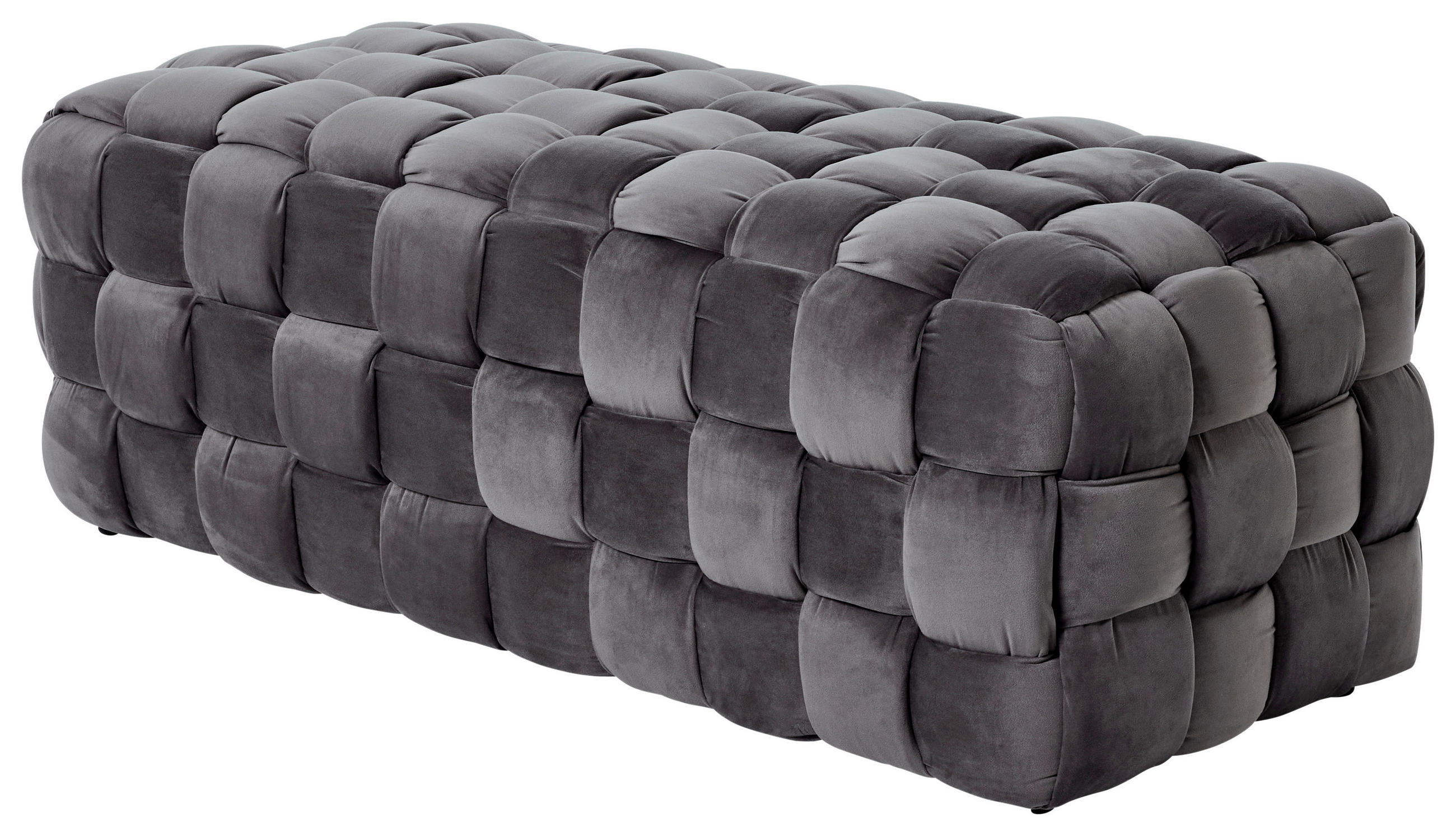 HOCKERBANK 118/43/50 cm Samt Grau Eukalyptusholz  - Grau, MODERN, Holz/Textil (118/43/50cm)