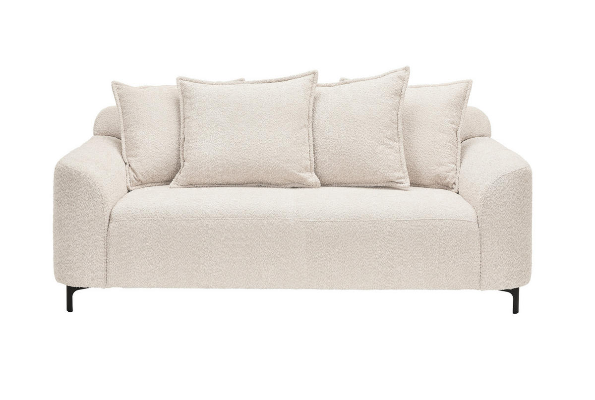 2,5-SITZER Chenille Elfenbein  - Elfenbein/Schwarz, KONVENTIONELL, Textil/Metall (200/84/99cm) - Carryhome