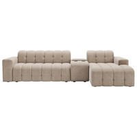 ECKSOFA Taupe Chenille Stauraum, Getränkehalter  - Taupe/Schwarz, MODERN, Kunststoff/Textil (299/150cm) - Milino