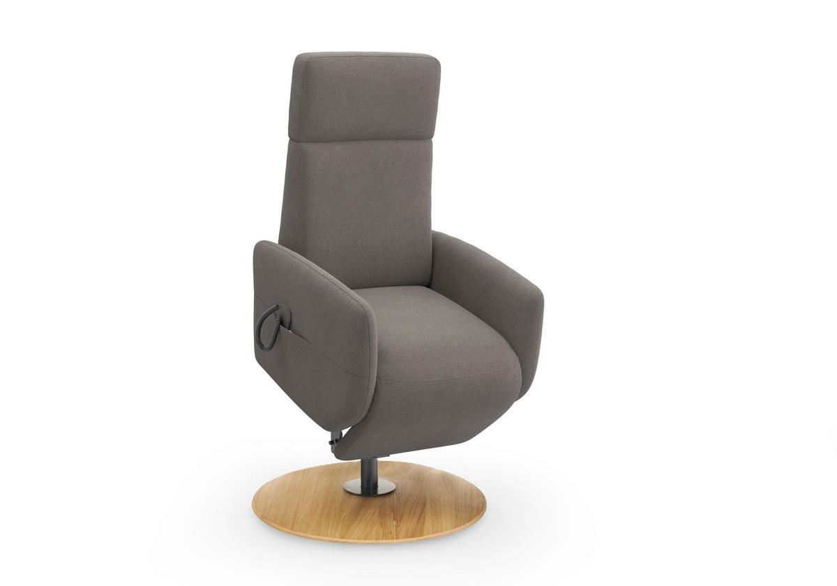 RELAXSESSEL Flachgewebe Aufstehhilfe    - Eichefarben/Graphitfarben, KONVENTIONELL, Holz/Textil (71/110/82cm) - Sit & More
