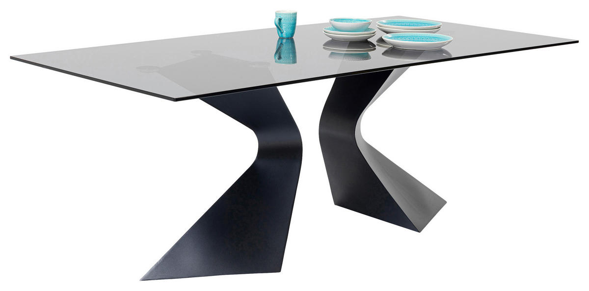 ESSTISCH in Metall, Glas 200/100/75 cm  - Schwarz, Basics, Glas/Metall (200/100/75cm) - Kare-Design
