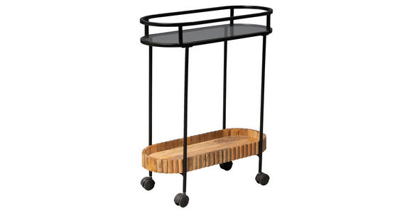 SERVIERWAGEN Mangoholz Braun  - Schwarz/Braun, Design, Glas/Holz (70/30/86cm) - Landscape